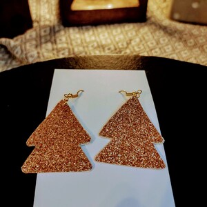 Gold Faux Leather Glitter Earrings