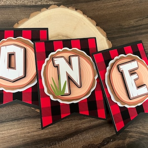 Lumberjack Banner Buffalo Pattern Baby Banner One Banner Woodland Banner Highchair banner