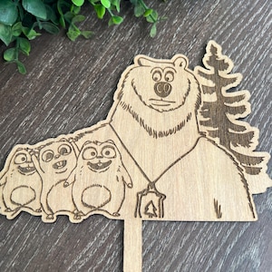Wood Grizzy cake topper Grizzy and the Lemmings Grizzy Birthday party decoration Grizzy decor Grizzy and the Lemmings Cake topper
