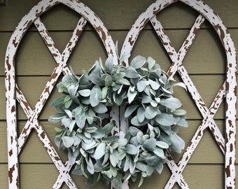 Lambs Ear Wreath: Farmhouse Greenery, Year-Round Front Door Decor