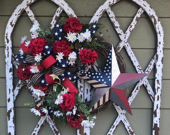 Star Spangled Banner Wreath, 4th of July Wreath, Summer Patriotic Wreath, Flag wreath, Patriotic star wreath, Red, White and Blue Wreath