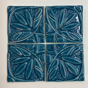 Floral Circle, Sculpted Ceramic Tile, Relief Ceramic Tile, Decorative Tile