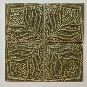 Star Floral, Sculpted Ceramic Tile, Relief Ceramic Tile, Decorative Tile