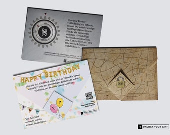 Rätsel-Umschlag - 3er-SET - Geschenkverpackung Rätsel Geschenk