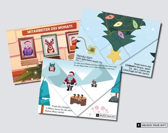 Puzzle Envelope Set of 3 - X-MAS Edition - Gift Packaging Puzzle Gift Escape Game for your gift