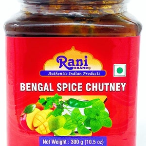 Rani Bengal Spice Mango Chutney (Indian Preserve) 10.5oz (300g) Glass Jar, Ready to eat, Vegan ~ Gluten Free Ingredients, All Natural, NON..