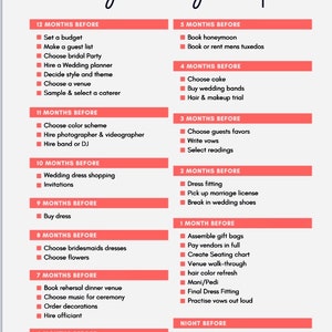 Wedding Planning Checklist Template | Wedding Checklist | Planner | Template | Download | Print