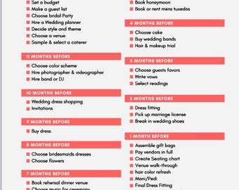 Plantilla de lista de verificación de planificación de bodas / Lista de verificación de bodas / Planificador / Plantilla / Descargar / Imprimir