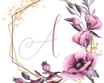 Impresión digital de letras florales/Arte descargable/Decoración de arte de pared/Arte de melanina/Arte gráfico/Descarga instantánea/Descarga digital/Impresión digital/Guardería