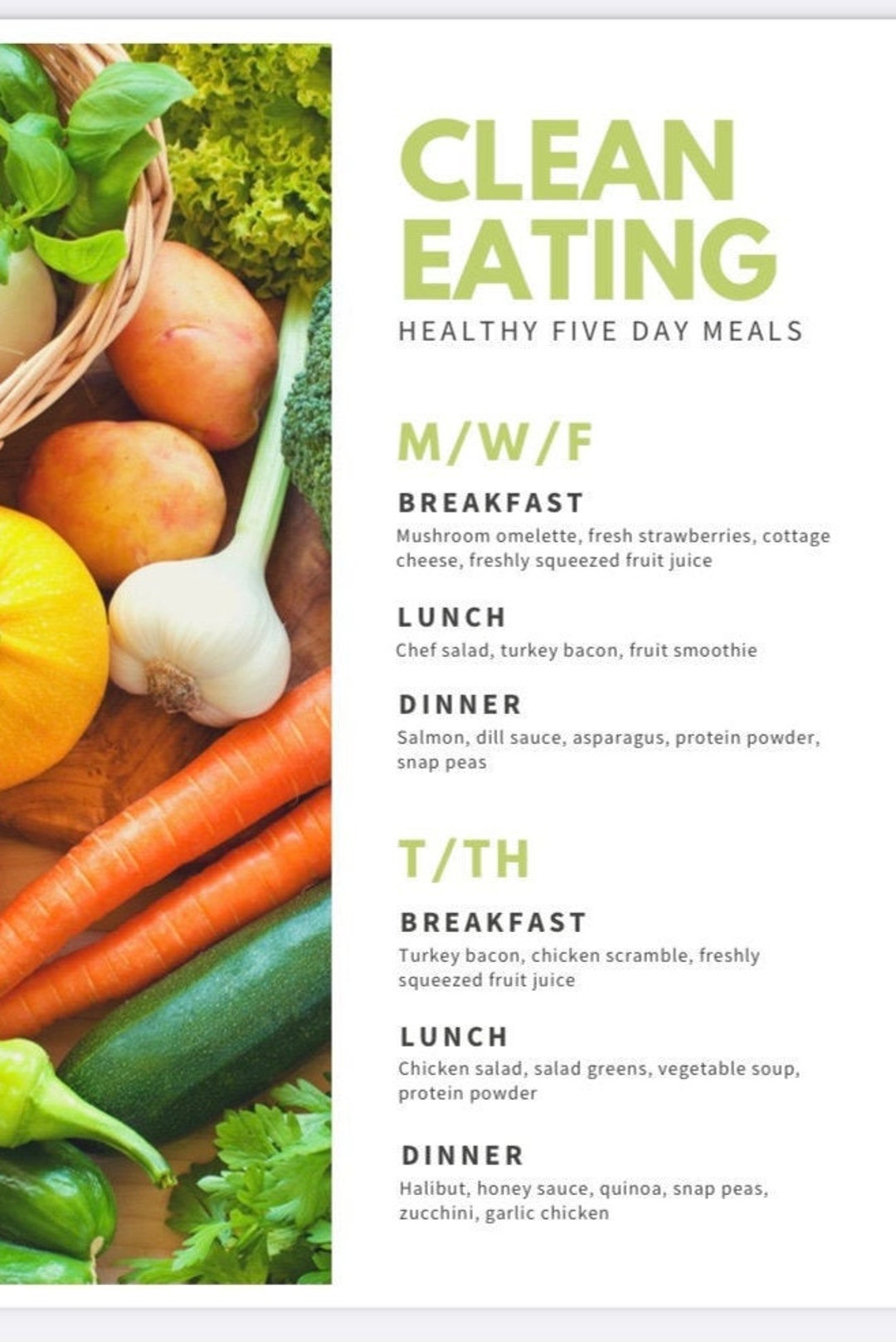 Clean Eating Digital Downloadable Guide Monday-friday - Etsy