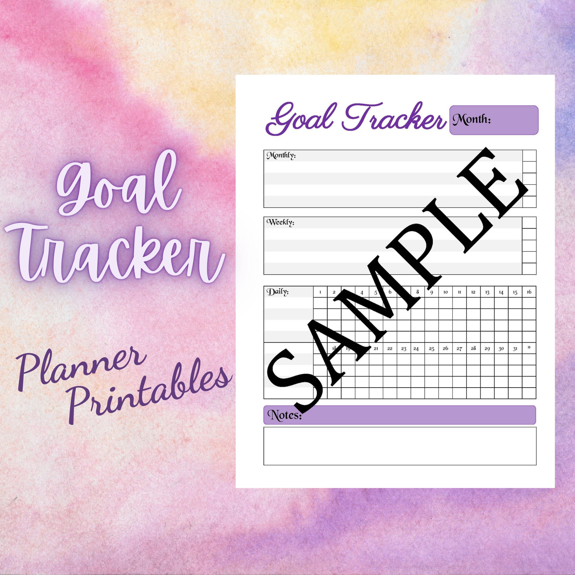Goal Tracker Printable Planner