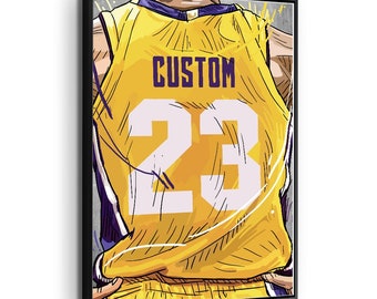 Basketball "Los Angeles" Jersey Custom Personalized Canvas Print Fan, Kids Decor, Man Cave Gift Wall Décor Art. Comes Ready To Hang.