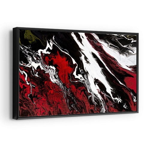 Red Canvas Print Red Wall Art Marble Wall Decor Abstract Etsy