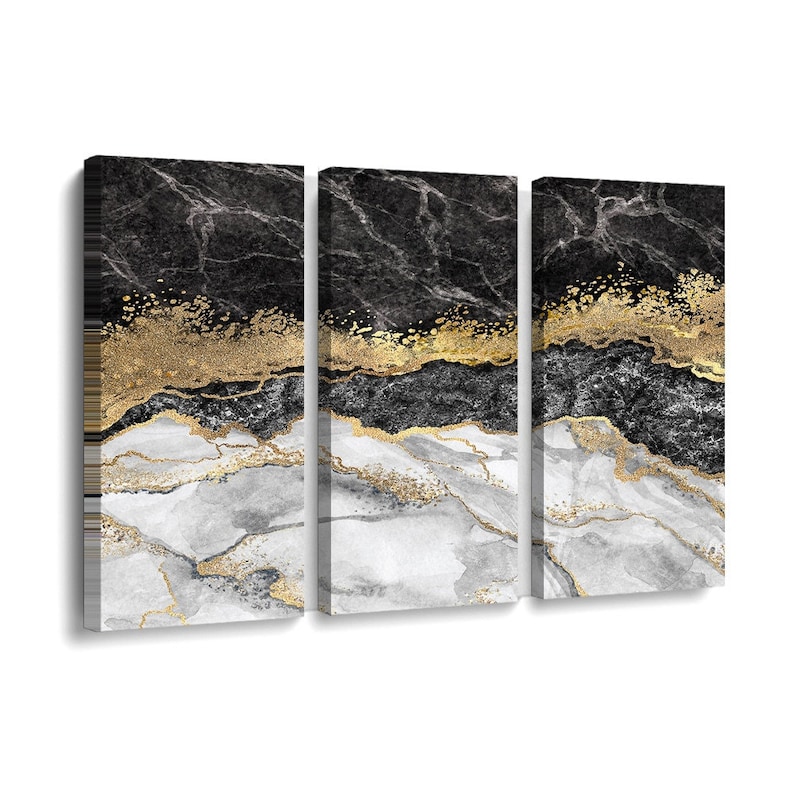Marble Wall Art Black Gold Luxurious Elegant Minimalist Canvas - Etsy