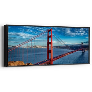 San Francisco Golden Gate Bridge City Panoramic Canvas Print Wall Decor Art. Comes Ready To Hang.