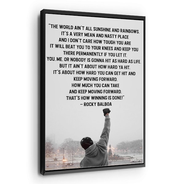 Motivational Quote Rocky Balboa Special Design, Keep Moving Forward Sylvester Stallone Canvas Print Wall Décor Art. Comes Ready To Hang.