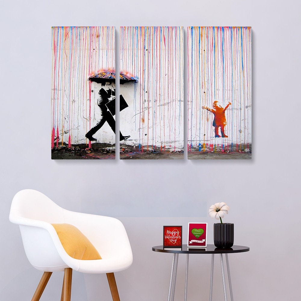 Banksy Signing in the Coloured Rain Graffiti Street Canvas - Etsy Canada