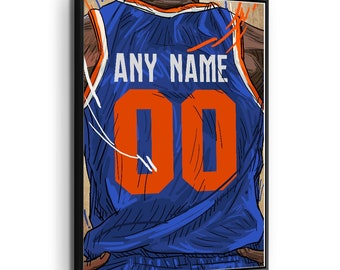 Basketball "New York" Jersey Custom Personalized Canvas Print Fan, Kids Decor, Man Cave Gift Wall Décor Art. Comes Ready To Hang.
