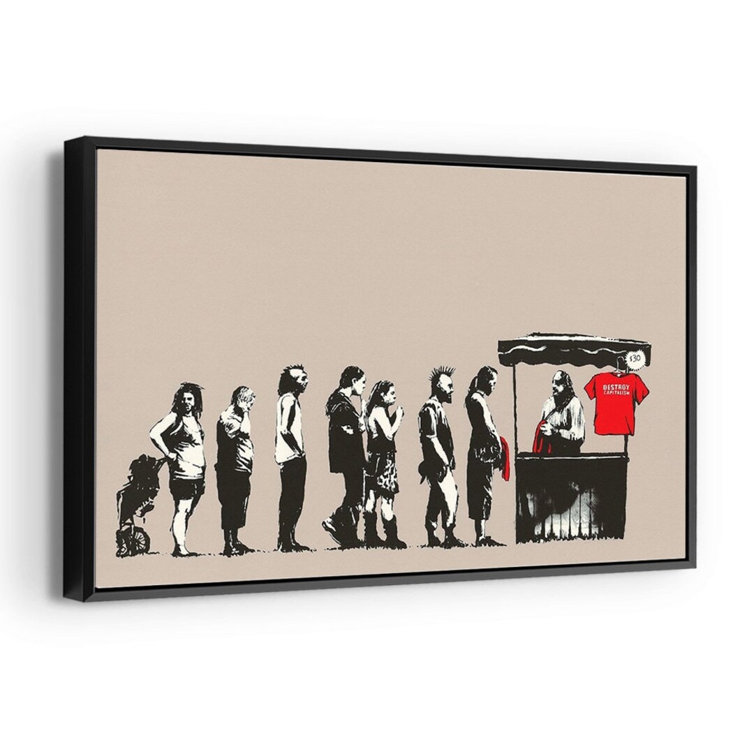 Banksy Destroy Capitalism Graffiti Street Canvas Print Wall Décor Art Banksy Destroy Capitalism Graffiti Street Canvas Print Wall Décor Art