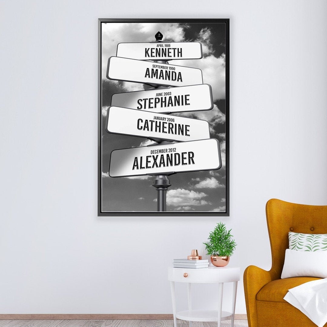 Personalized Street Sign Wall Art Custom Text Name Date Black White