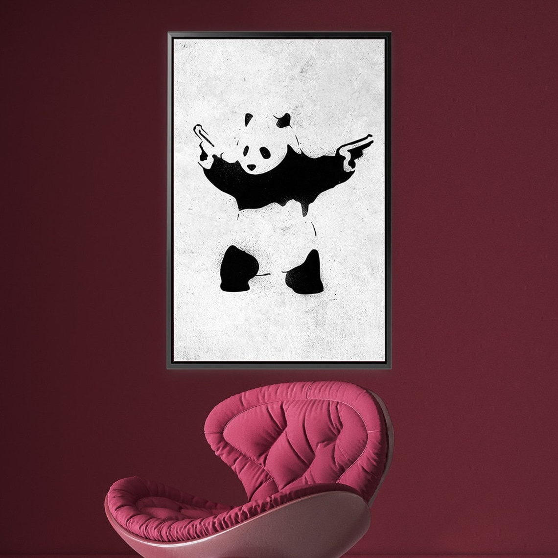 Banksy 2 Gun Panda Wandaufkleber – 4 Größen (A5 Bis XL) Für Wand, Tür, Laptop & Mehr – Einfache Anwendung, Innen & Außen