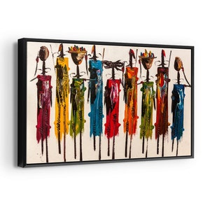 Maasai Wall Art Abstract African Portrait Colorful Tribal Ethnic Symbolic Modern Canvas Print Office Decoration Birthday Gift