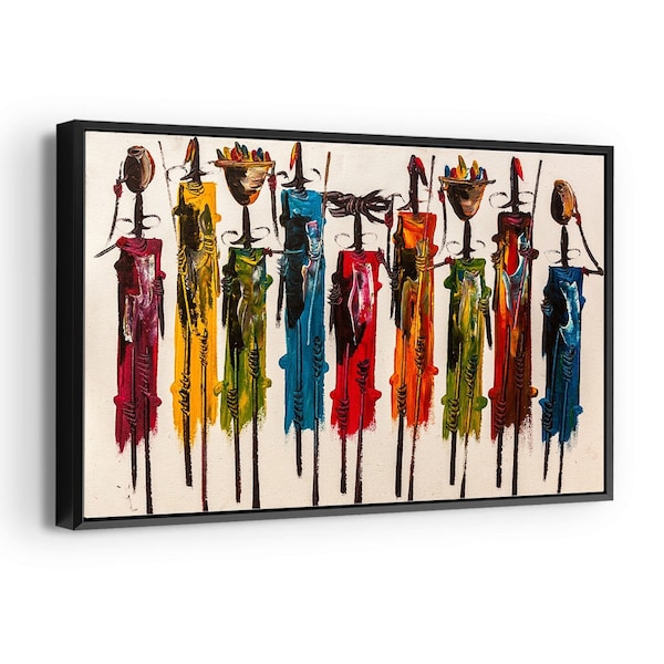 Maasai Wall Art Abstract African Portrait Colorful Tribal Ethnic Symbolic Modern Canvas Print Office Decoration Birthday Gift