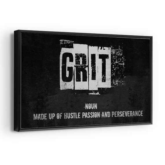 Grit Noun Quote Motivational Canvas Gym Office Print Wall Etsy