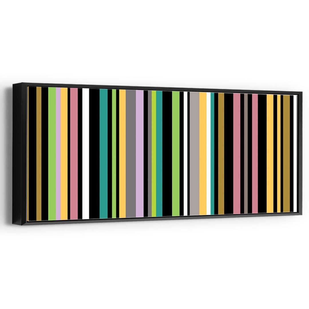 Stripe Wall Art Long Panoramic Colorful Bright Framed Print on Canvas
