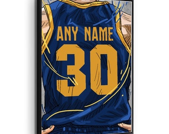 Basketball "San Francisco" Jersey Custom Personalized Canvas Print Fan, Kids Decor, Man Cave Gift Wall Décor Art. Comes Ready To Hang.