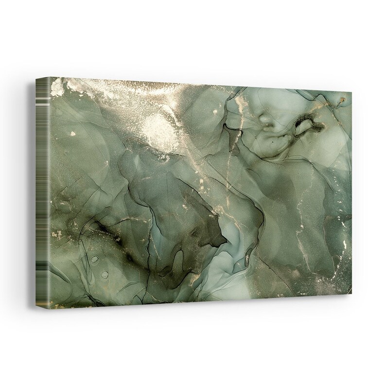 Emerald Wall Art Green Gold Marble Print on Canvas Framed Rich Etsy