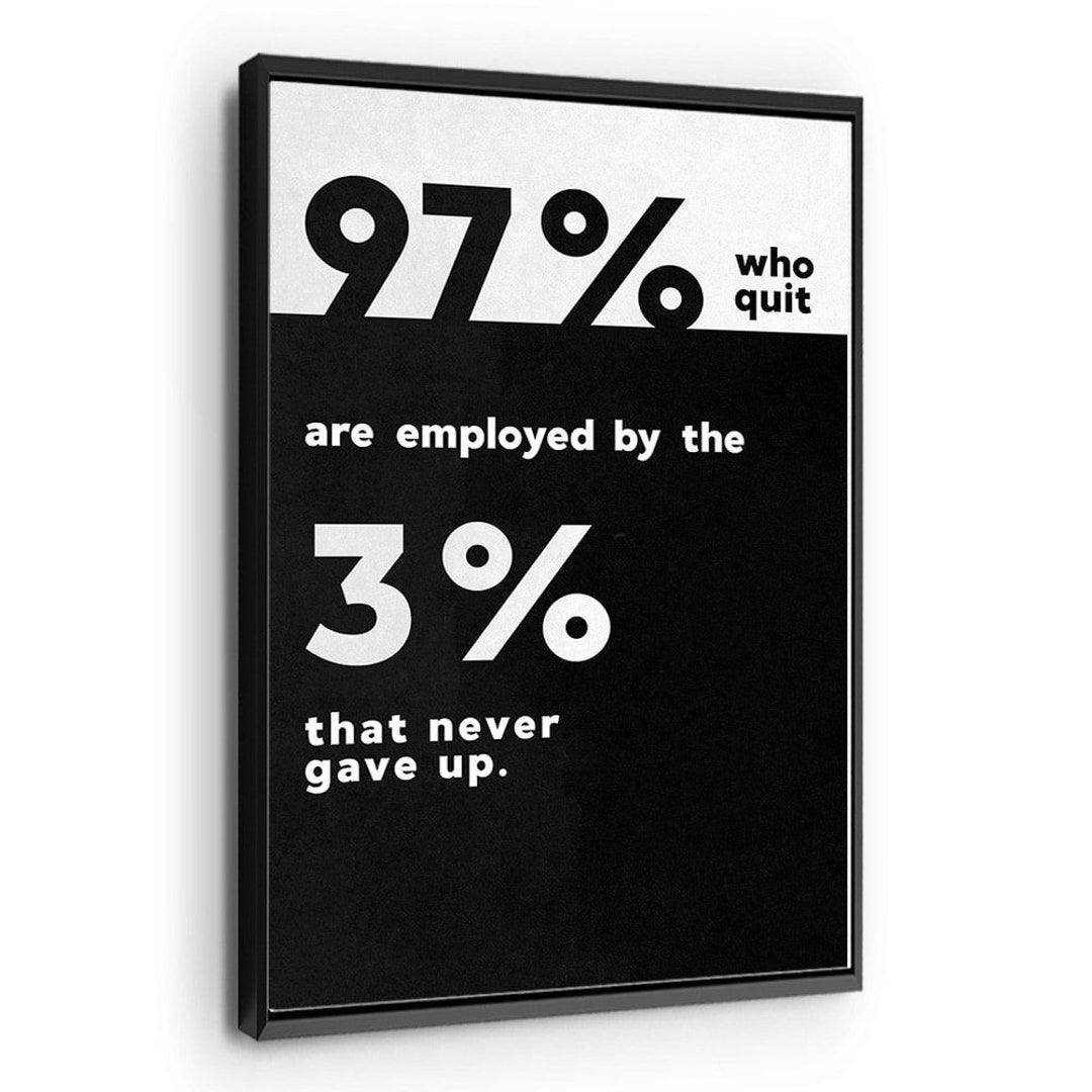 97 Who Quit Are Employed by the 3% That Never Gave Up. "never Give Up