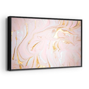 Marble Wall Art Pink Gold Lujoso Estampado Elegante sobre Lienzo Femenino Delicado Póster Moderno Nursery Spa Salón de Belleza Decoración de oficinas