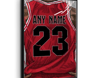 Basketball "Chicago" Jersey Custom Personalized Canvas Print Fan, Kids Decor, Man Cave Gift Wall Décor Art. Comes Ready To Hang.