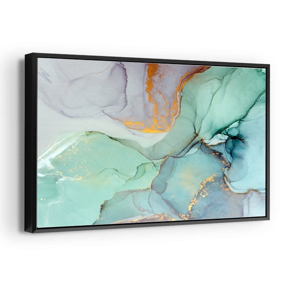 Abstract Teal Blue Turquoise Marble Canvas Print Wall Decor - Etsy