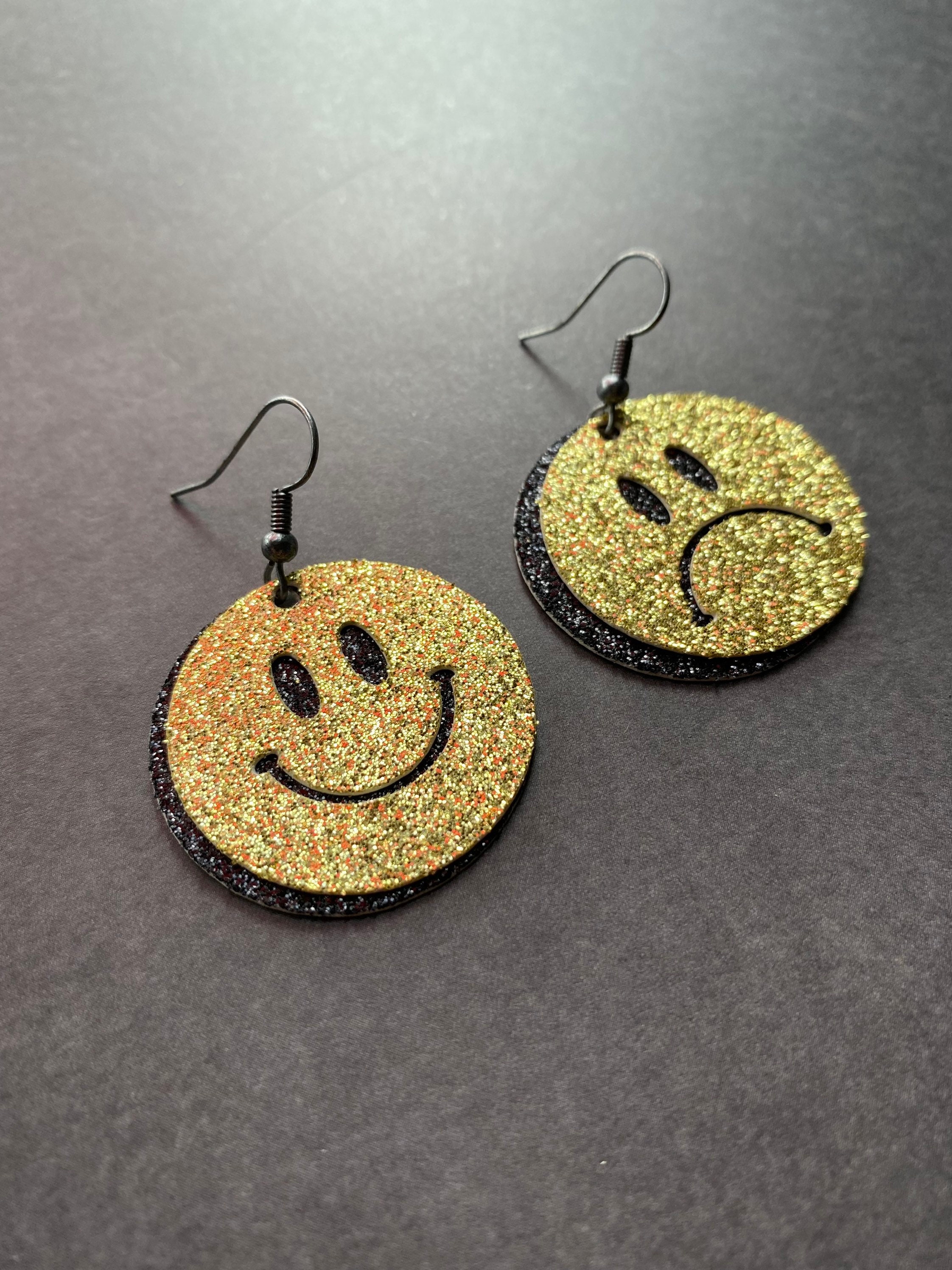 100% Recycled Acrylic Powercry Shy Cursed Emoji Meme Earrings 