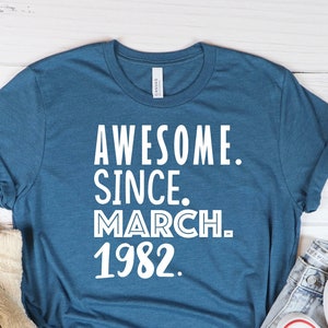 Impresionante desde 1982, regalo de cumpleaños número 40, camisa vintage de 40 años, regalo de cumpleaños personalizado, camisa de cumpleaños divertida, camisa de cumpleaños personalizada