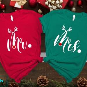 Mr and Mrs Couple Christmas Shirts, Mrs Christmas Shirt,  Christmas Wedding Shirts, Reindeer Shirts