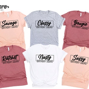 T-shirt Savage Birthday Squad, camicia Birthday Squad, magliette Birthday Crew