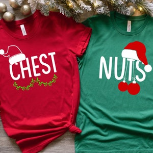 Couples Christmas Shirts, Funny Christmas Shirt Couple Chest Nuts Sweatshirt Christmas Gifts for Couples Ugly Christmas Sweaters Men Gift