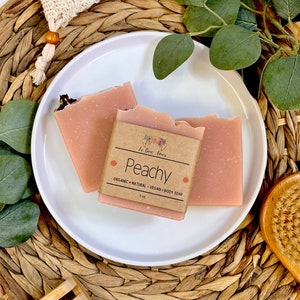 Peach Organic Soap Natural Soap Handmade Soap Cold Process Soap Vegan Eco Friendly Zero Waste Palm Oil Free Gift Gift Set image 9