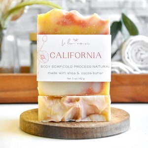 California Soap - Organic Natural Handmade Soap- Cold Processed Soap - Vegan - Herbal Soap - Zero Waste - Artisan Soap - Palm Oil Free- Spa
