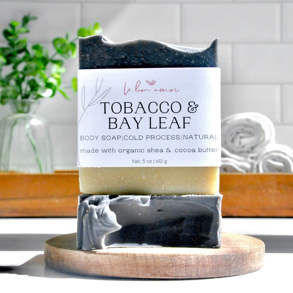 Tobacco & Bay Leaf - Organic Natural Handmade Soap Cold Processe Soap- Palm Oil Free - Vegan - Eco Friendly - Zero Waste - Gifts For Him