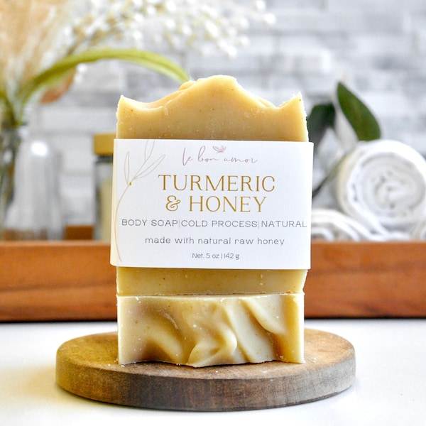 Turmeric Honey Soap - Organic Natural Handmade Soap - Cold Processed Soap - Vegan Soap - Artisan Soap - Palm Oil Free Soap -