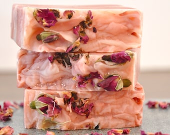Rose Clay Soap - Organic Natural Handmade Soap Cold Processed Soap - Vegan - Eco Friendly - Zero Waste - Biodegradable - Palm Oil Free-Gifts