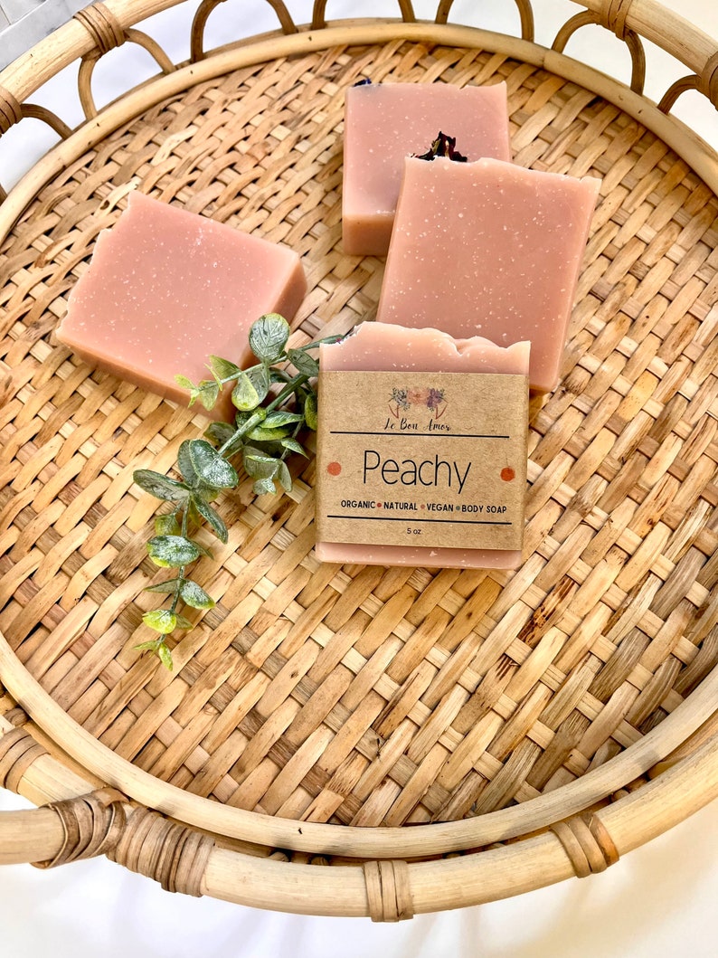 Peach Organic Soap Natural Soap Handmade Soap Cold Process Soap Vegan Eco Friendly Zero Waste Palm Oil Free Gift Gift Set image 10