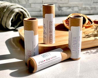 Organic Lip Balm: Handmade Zero Waste Eco Tube - Natural Chapstick