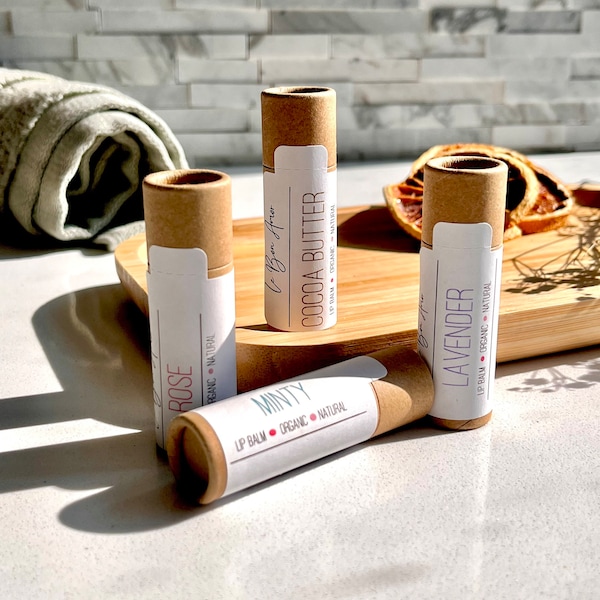 Organic Hand Crafted Natural Lip Balm in an Eco Friendly Tube - Chapstick  - Handmade - Biodegradable - Zero Waste - Plastic Free - Gifts