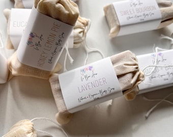 Organic Soap Favors | Natural Scented Mini Soaps in Cotton Bag