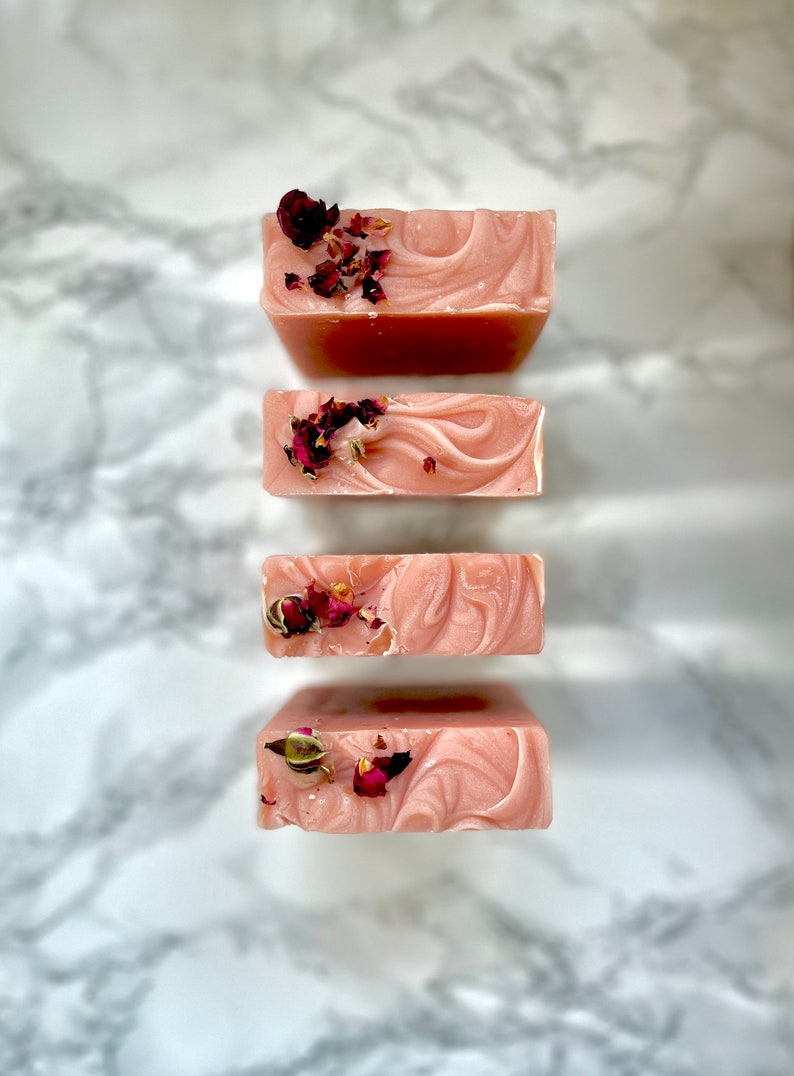 Rose Clay Soap Organic Natural Handmade Soap Cold Processed Soap Vegan Herbal Soap Zero Waste Artisan Soap Palm Oil Free Spa image 6